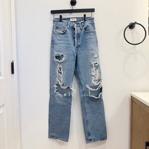 Agolde High Rise Distressed 90s Pinch Waist Jeans